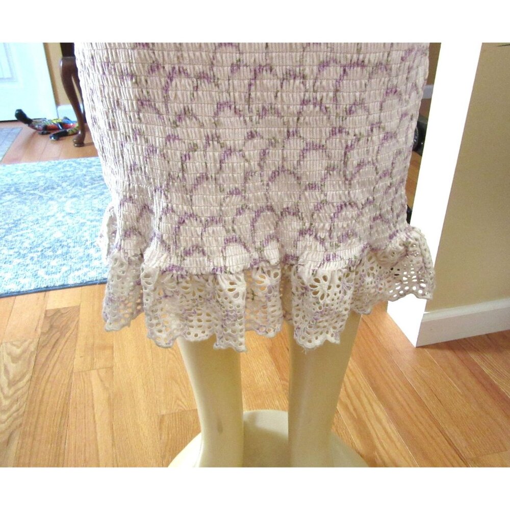 Free People Cream Eyelet Midi Dress with Ruffle Hem - Picture 3 of 7